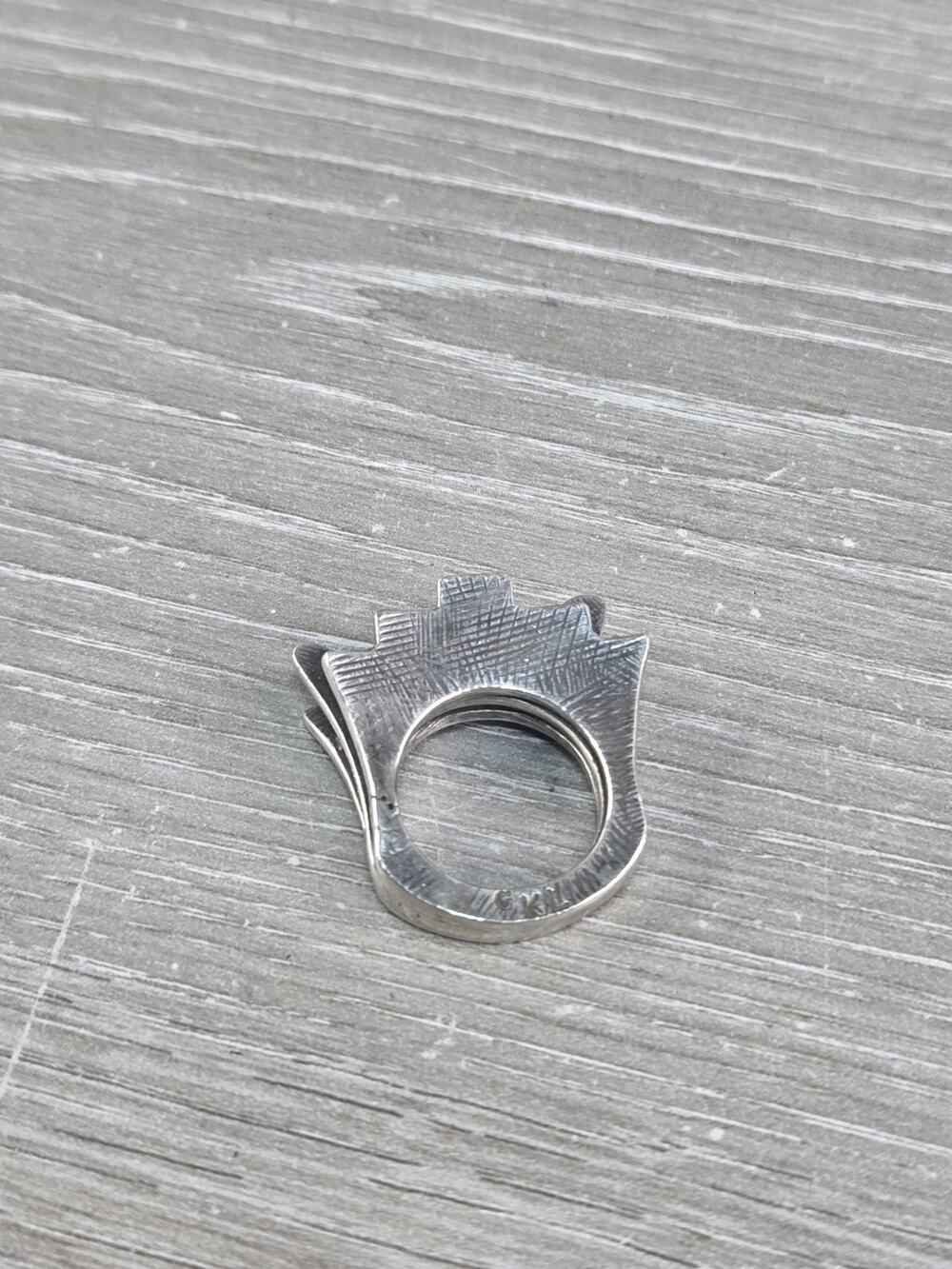 Vintage Textured Sterling Tableta Ring Jemez Artist Glenda Loretto Size 7